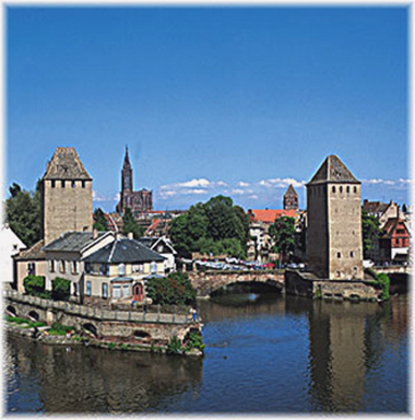 The Alsatian city of Strasbourg - Ill River, left-bank tributary of the Rhine River