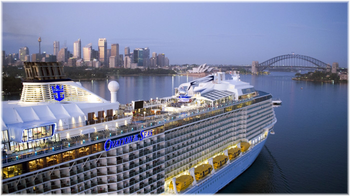 Ovation of The Seas arriving into Sydney (Courtesy Royal Caribbean International)