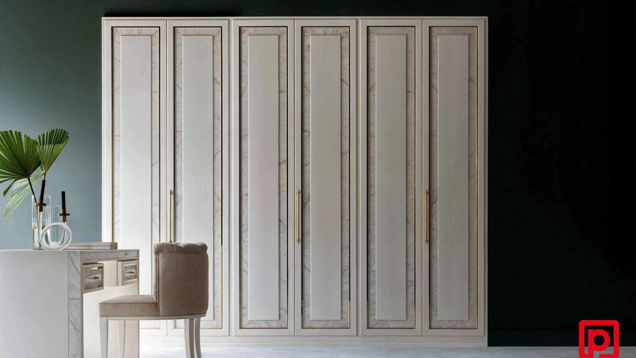 La collezione Ryiadh rappresenta l’eleganza e il lusso, combinando raffinate laccature in finto marmo con particolari dorati. | Pellegatta
